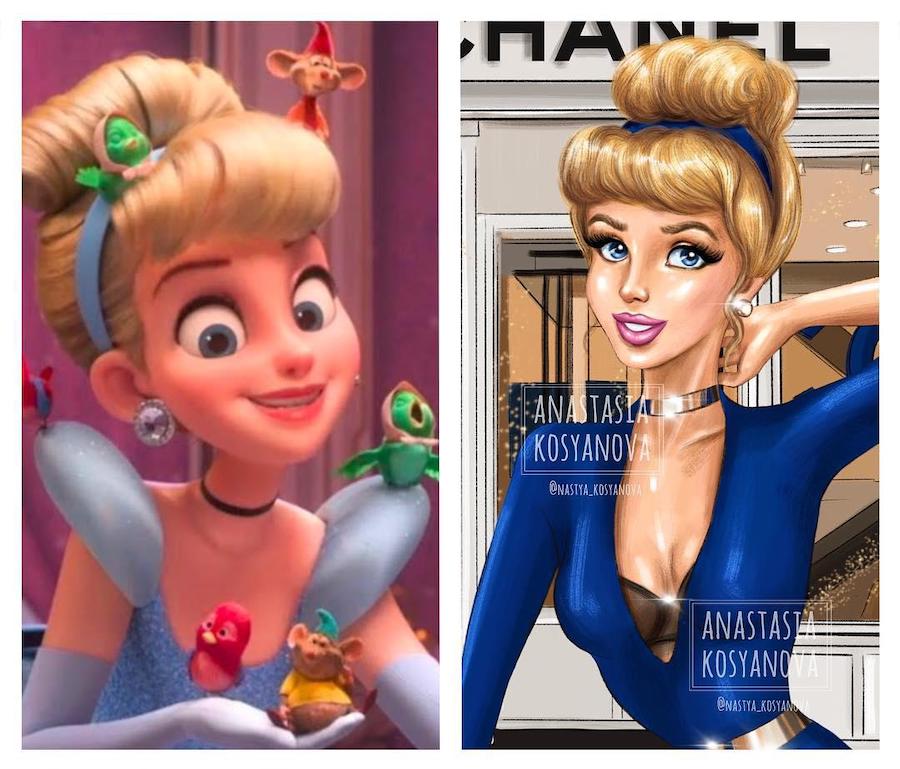 Cenicienta |: Fashion Illustrator hace que los personajes de dibujos animados sean elegantes y modernos 