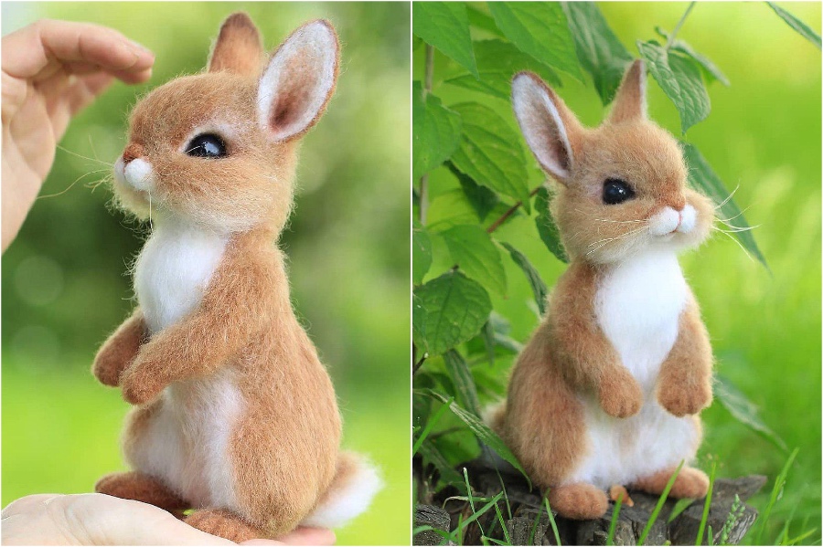 Conejo de jengibre |: Animales de fieltro súper realistas y extra lindos del artista ruso. bayas de cerebro