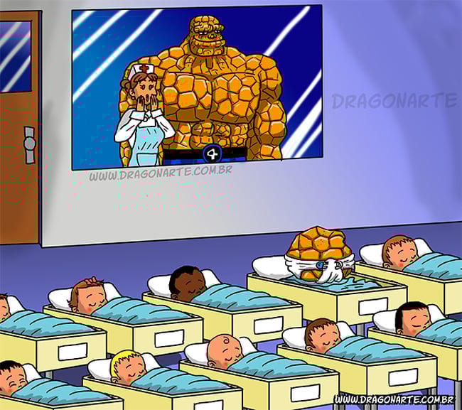     La cosa mola |: ¿Y si los superhéroes de Marvel y DC tuvieran hijos? bayas de cerebro