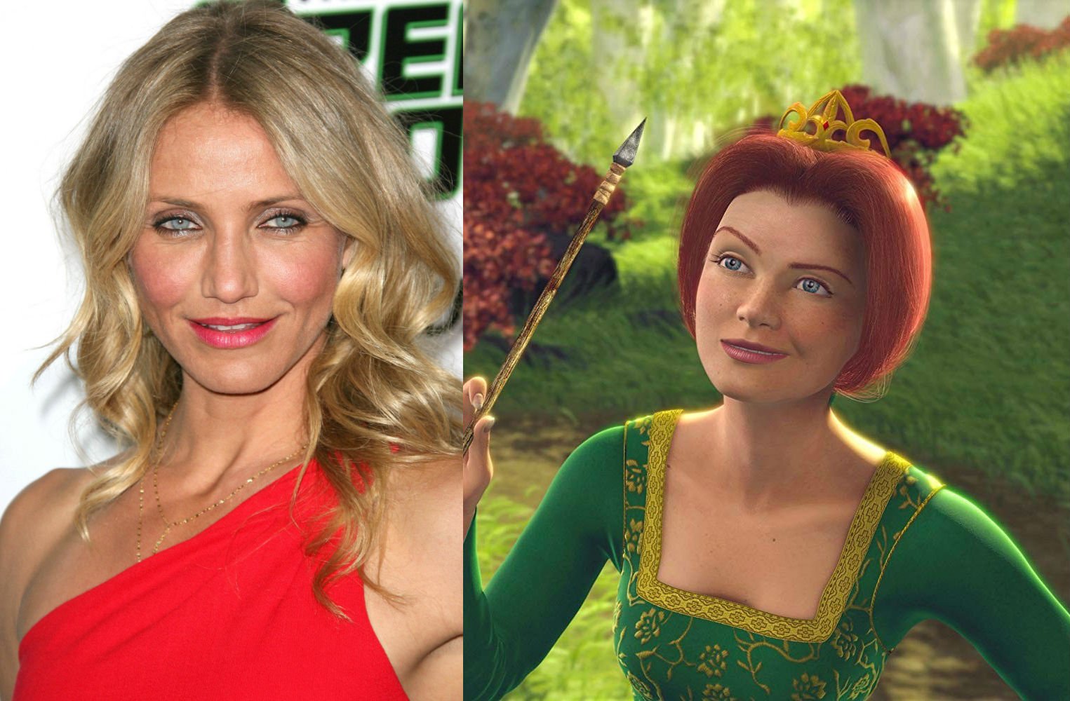 Cameron Díaz - Fiona en Shrek | 21 personas famosas que expresaron tus personajes de dibujos animados favoritos | Bayas cerebrales