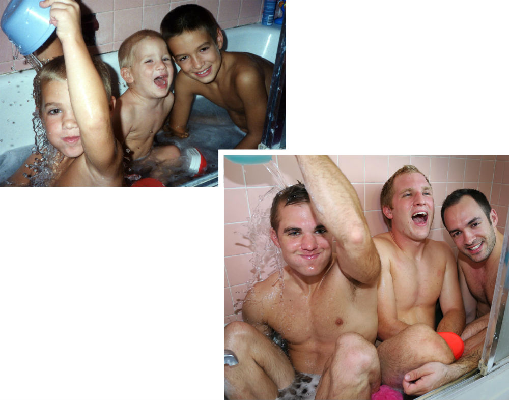 Tres hermanos-Reunificación-sus Fotos de la Infancia-Gift-their-Mother -01